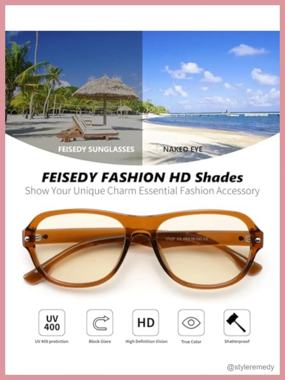 Square Retro Aviator Sunglasses UV400 Protection Plastic Frame